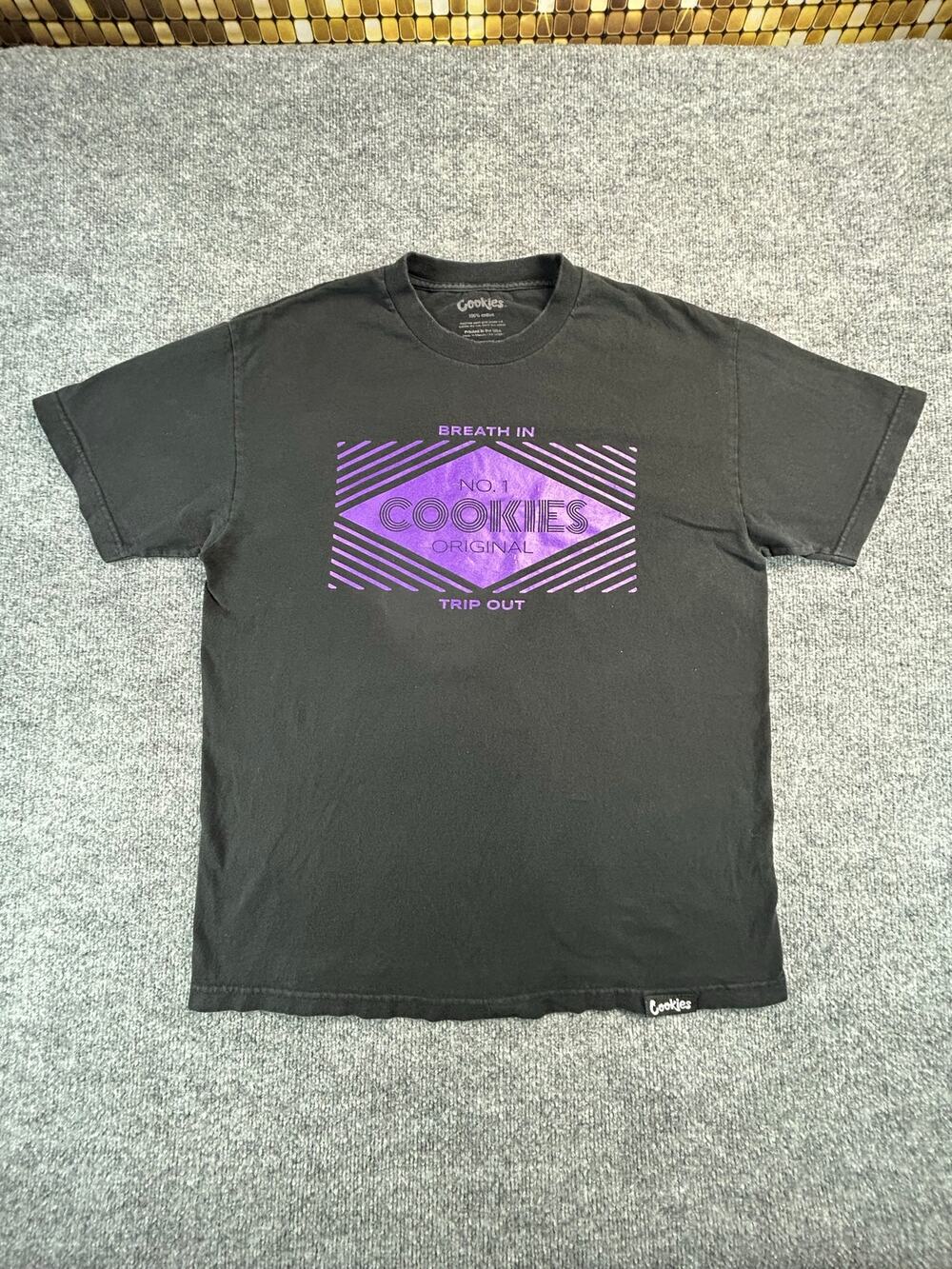 Cookies Original Graphic T Shirt Men's L Black Purple Logo Streetwear Cotton Tee